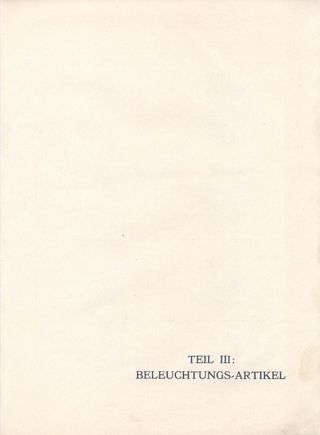 TEIL III: BELEUCHTUNGS-ARTIKEL